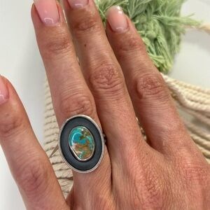 Gorgeous Turquoise 6.5 Sterling Silver Ring Earth Child